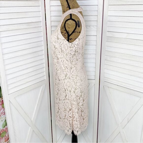 Vince Camuto Floral Lace Open Back Halter Shift Party Dress Blush Pink 4 - Picture 2 of 14